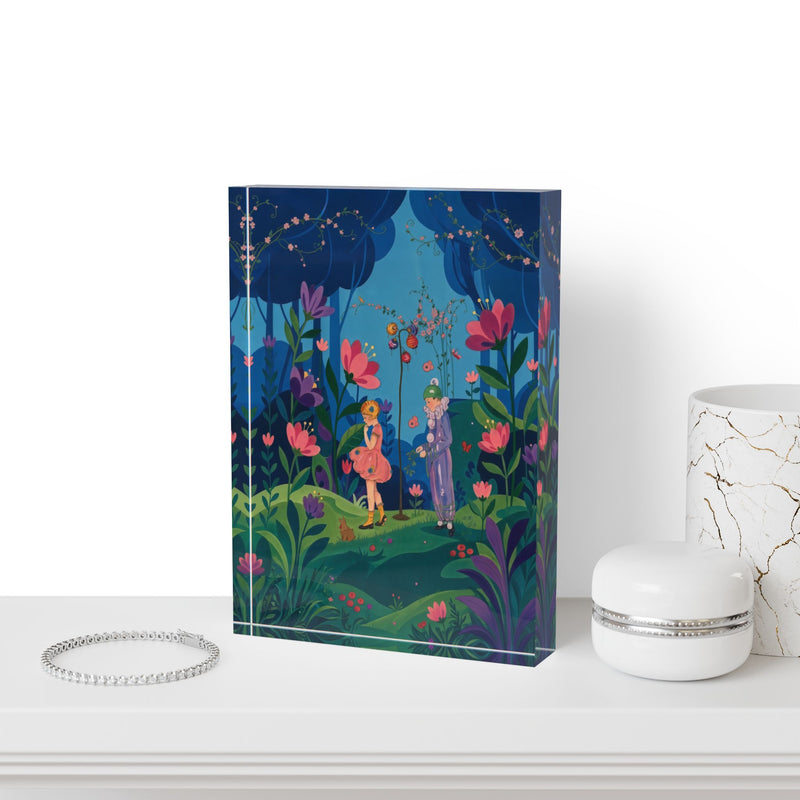 π¦π· The Secret Flower Forest Acrylic Art Block β Art Deco Botanical Whimsy