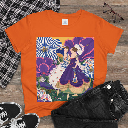 💜🌼 The Violet Garden Companions Cotton Tee – Art Deco Fashion Illustration