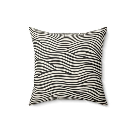 Wave Pattern on White Spun Polyester Square Pillow