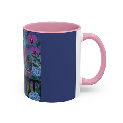 The Lady And The Morning Song Colorful Mugs – Art Deco Botanical Elegance