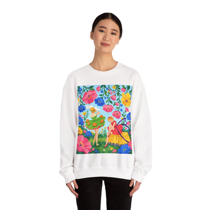 🌸🧚 The Fairies In The Flower Garden Crewneck Sweatshirt – Art Deco Floral Whimsy