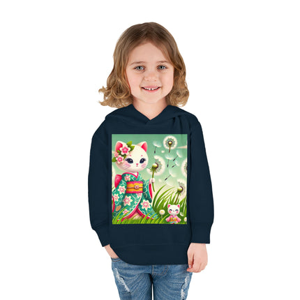 Geisha Kitten and the Dandelion Wish Toddler Pullover Fleece Hoodie