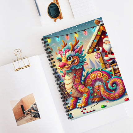 Playful Dragon's Christmas Spiral Notebook - Ruled Line