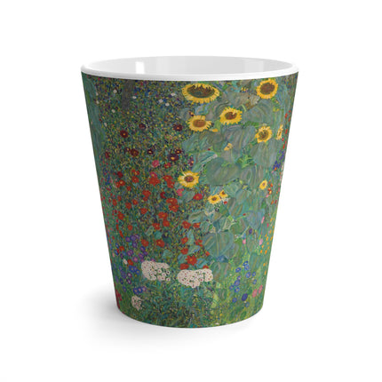 Farm Garden with Sunflowers by Gustav Klimt Latte Mug