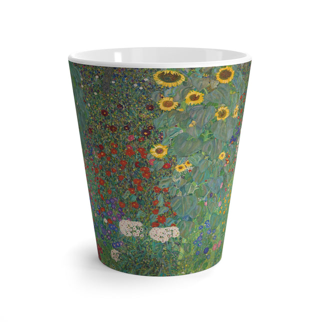 Farm Garden with Sunflowers by Gustav Klimt Latte Mug
