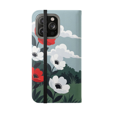 🌺🎩 The Ladies Of The Scarlet Garden Flip Case – Art Deco Floral Adventure