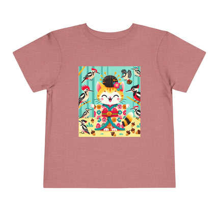 Geisha Kitten in the Woodpecker Grove Toddler Short Sleeve Tee