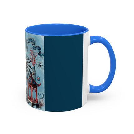 Spotted Crab & Pagoda Colorful Mug – Mystical Ocean & Asian Harmony