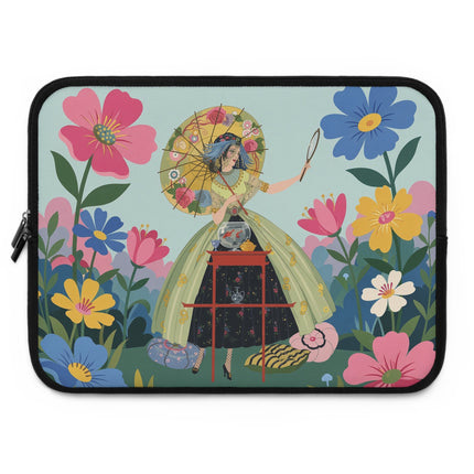 🌸🪞 The Lady Of The Flowered Parasol Laptop Sleeve – Art Deco Garden Fantasy