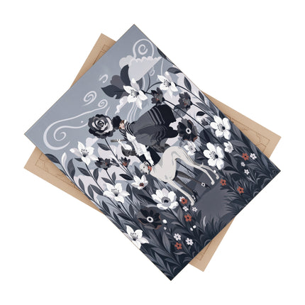 🖤🌸 The Greyhound Floral Promenade Ceramic Tile – Art Deco Monochrome Fashion