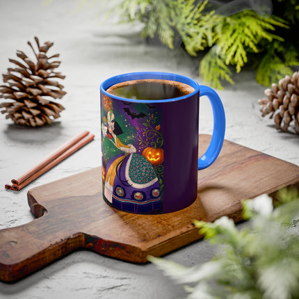 🎭🎃 The Masquerade Beneath The Pumpkin Lantern Colorful Mug – Theatrical Halloween Charm
