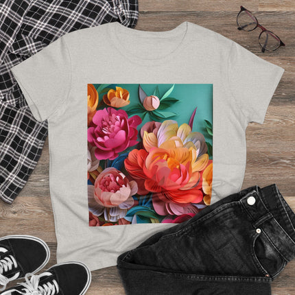 Peonies in Full Bloom Women's Midweight Cotton Tee
