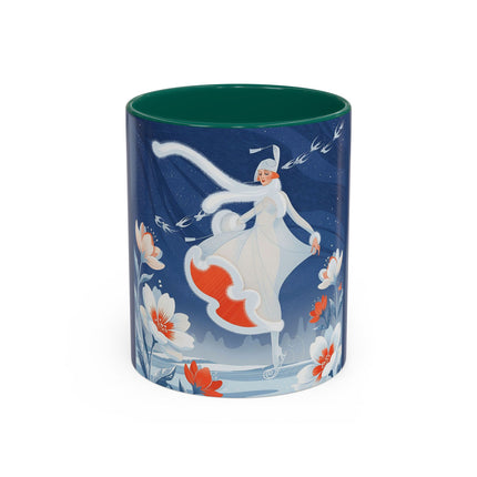 ❄️⛸️ The Winter Skater’s Flight Colorful Mug – Art Deco Floral Fantasy