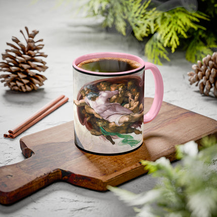 The Creation of Adam by Michelangelo Buonarroti Colorful Mugs (11oz, 15oz)