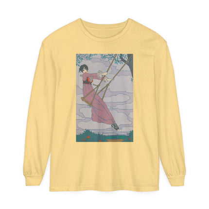 La balançoire by Georges Lepape Garment-dyed Long Sleeve T-Shirt