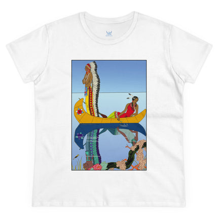 Le long du Missouri (Indian couple in a canoe on the Missouri River) by George Barbier Women's Midweight Cotton Tee