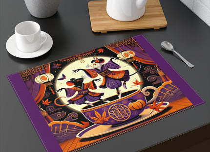 Theatrical Halloween Kabuki Mice Placemat, 1pc