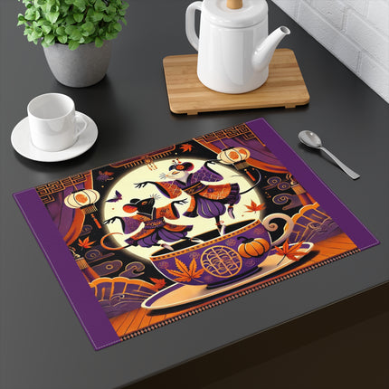 Theatrical Halloween Kabuki Mice Placemat, 1pc