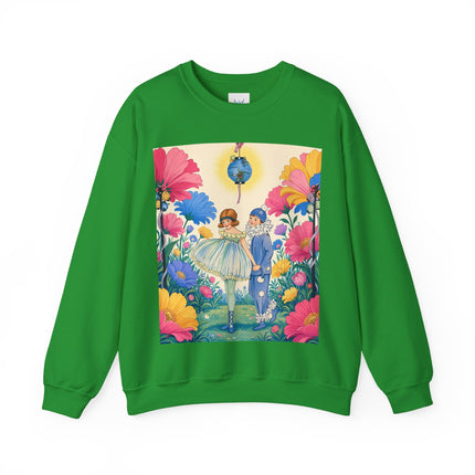 🌸🏮 The Lantern Garden Stroll Crewneck Sweatshirt – Art Deco Floral Whimsy