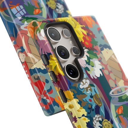 Floral Fishbowl Still Life Phone Case – Vibrant Harmony & Colorful Life