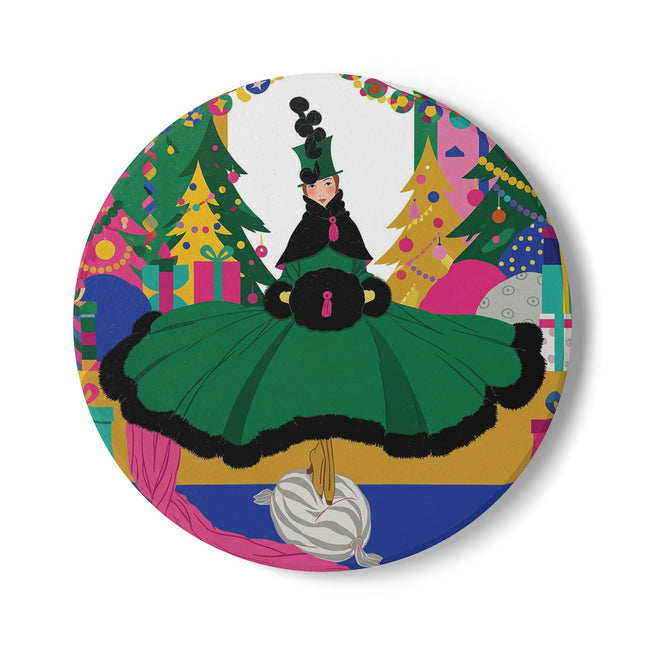 💚🎄 The Emerald Christmas Belle Ceramic Tile – Art Deco Holiday Glamour