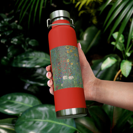 Farm Garden with Sunflowers by Gustav Klimt Copper Vacuum Insulated Bottle, 22oz