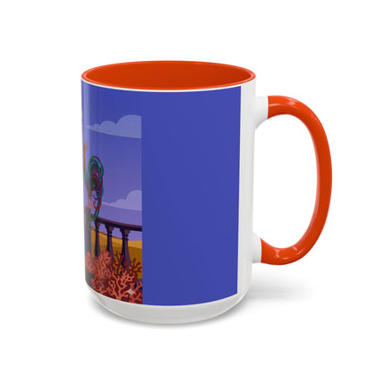 The Dawn Serenade Colorful Mug (11oz, 15oz) – Rooster Beauty, Morning Charm & Art Deco Elegance