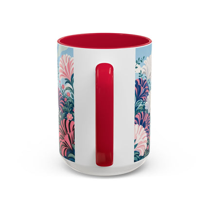 🌸🦋 The Enchanted Pink Blossom Retreat Colorful Mug – Art Deco Floral Whimsy