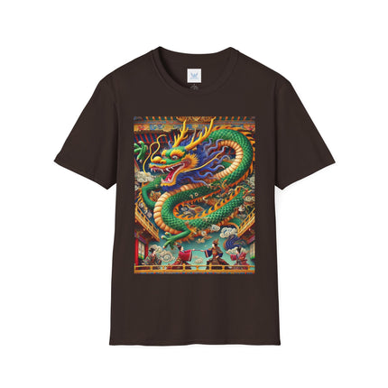 Tibetan Dragon Over Kabuki Duel Softstyle T-Shirt