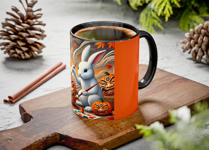 Halloween Rabbit’s Kabuki Jack-o’-Lanterns Colorful Mugs (11oz, 15oz)