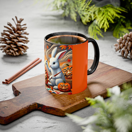 Halloween Rabbit’s Kabuki Jack-o’-Lanterns Colorful Mugs (11oz, 15oz)