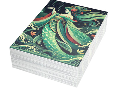 Mermaid Queen Rising from the Deep Postcards (envelopes included) - Bundles of 10, 30, 50 Pieces