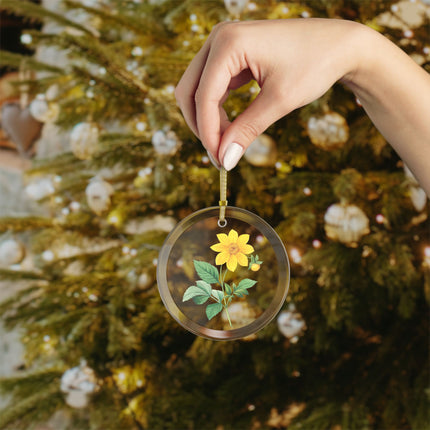 Dahlia botanical illustration by Pierre-Joseph Redouté Glass Ornament