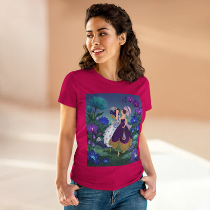 💜🌸 The Ladies Of The Enchanted Garden Cotton Tee – Art Deco Fashion Illustration