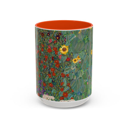 Farm Garden with Sunflowers by Gustav Klimt Colorful Mugs (11oz, 15oz)