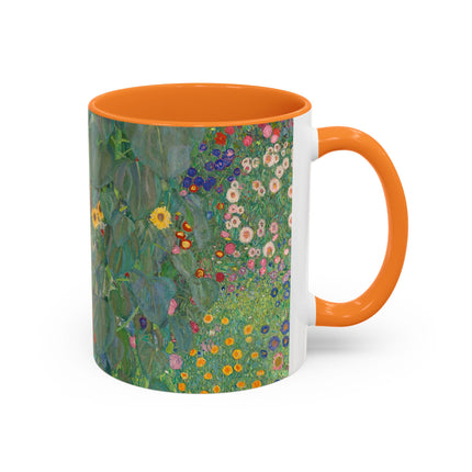 Farm Garden with Sunflowers by Gustav Klimt Colorful Mugs (11oz, 15oz)