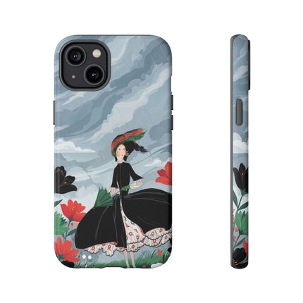 🌧️🌺 The Stormy Flower Walk Phone Case – Art Deco Floral Fashion