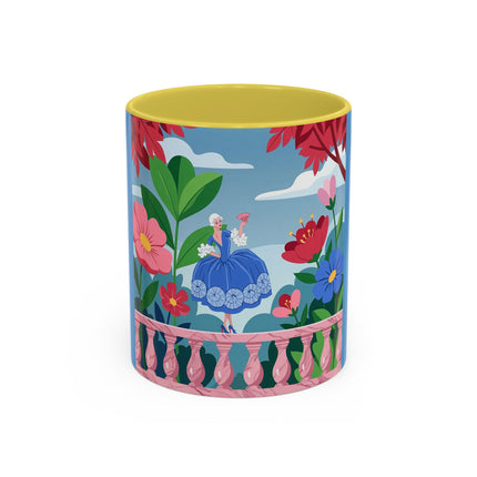 The Lady Of The Blossoming Terrace Colorful Mugs – Art Deco Floral Garden Elegance