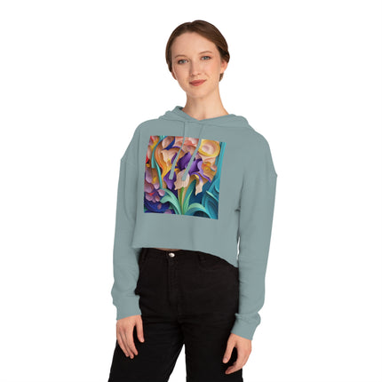 The Elegant Iris Flower Women’s Cropped Hooded Sweatshirt
