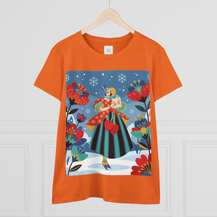 ❤️❄️ The Winter Heart Messenger Cotton Tee – Art Deco Winter Enchantment