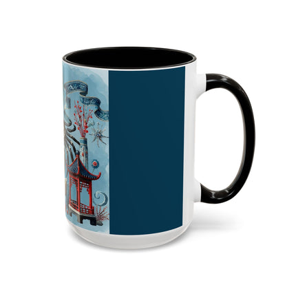 Spotted Crab & Pagoda Colorful Mug – Mystical Ocean & Asian Harmony