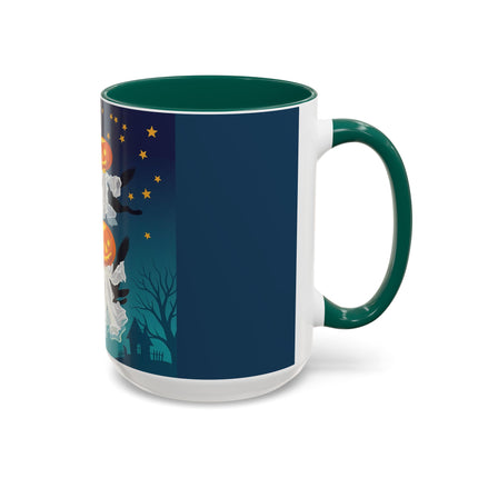 🐈‍⬛🎃 The Flying Black Cats Of Halloween Colorful Mug – Whimsical Storybook Charm