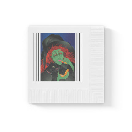 Mirror, Mirror A Witch's Touch White Coined Napkins