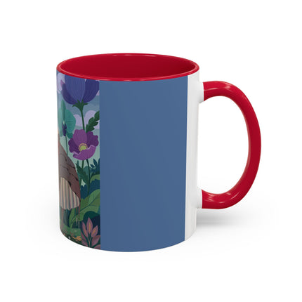The Lady And The Enchanted Heron Colorful Mugs – Art Deco Botanical Elegance