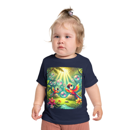 Parrots and Bubbles Baby T-Shirt – Tropical Color & Playful Joy