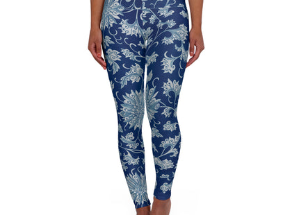 Blue Flower Pattern by Owen Jones High Waisted Yoga Leggings (AOP)