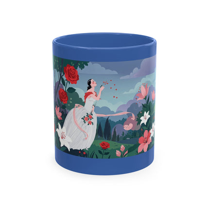 🌹💌 The Lady Blowing Kisses In The Rose Garden Ceramic Mug – Art Deco Floral Romance