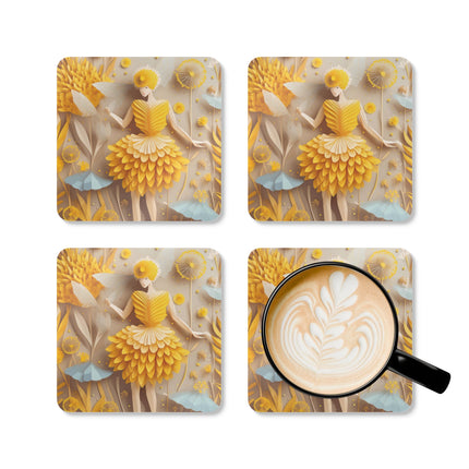 Dandelion Fairy Corkwood Coaster Set