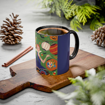 🏮🎃 The Lady Of Halloween Lanterns Colorful Mug – Colorful Art Deco Halloween Charm