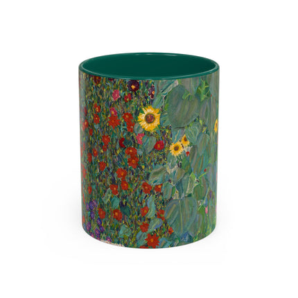Farm Garden with Sunflowers by Gustav Klimt Colorful Mugs (11oz, 15oz)